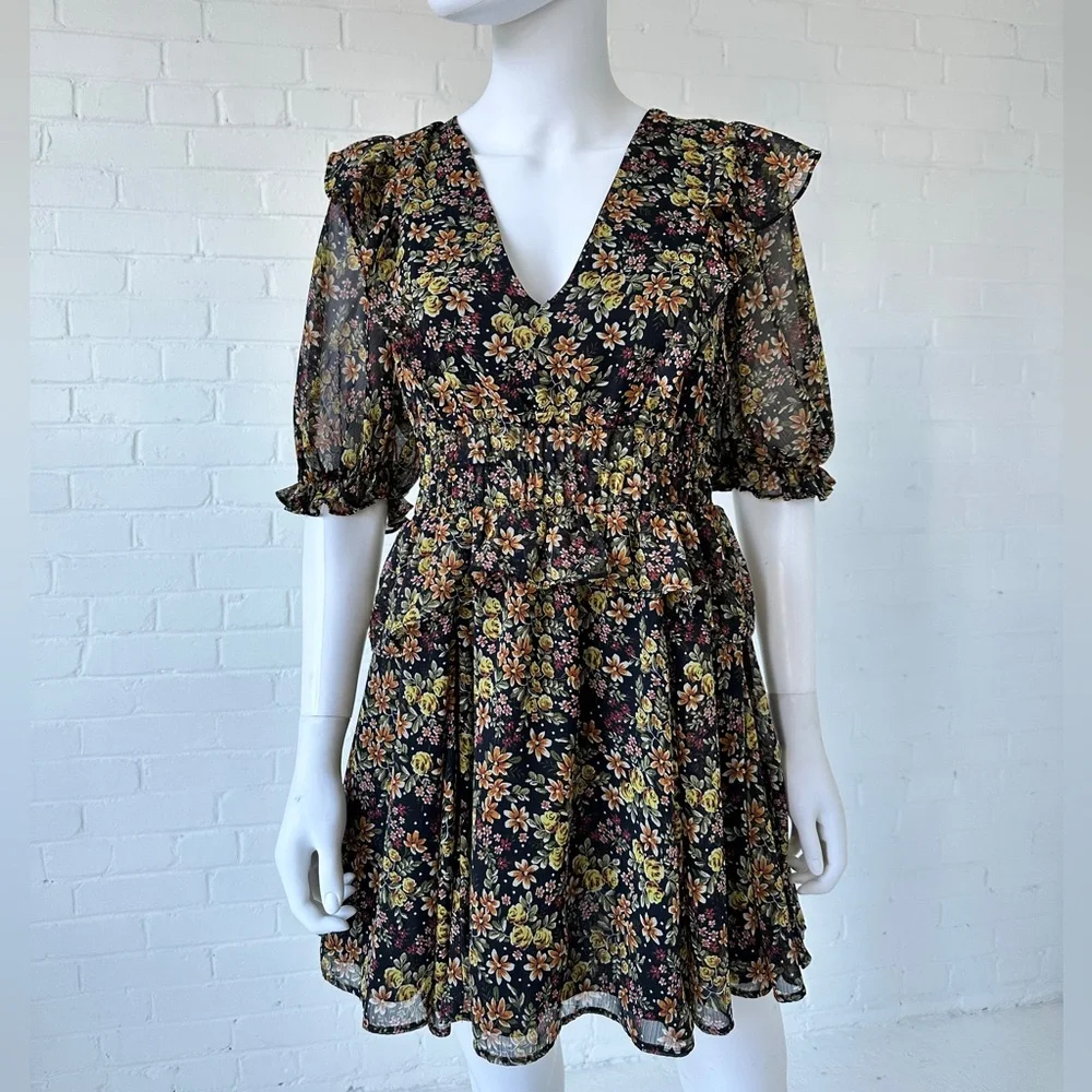 Topshop Floral Ruffle Mini Dress - Picture 3 of 7